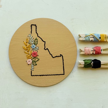 Wooden Idaho State Embroidery